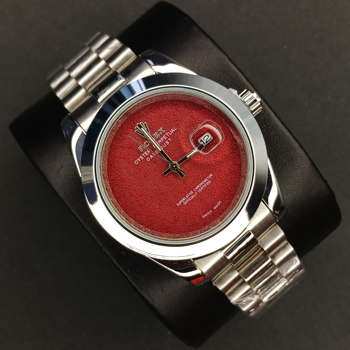 رولکس مردانه کد(7031) نقره ای صفحه زرشکی