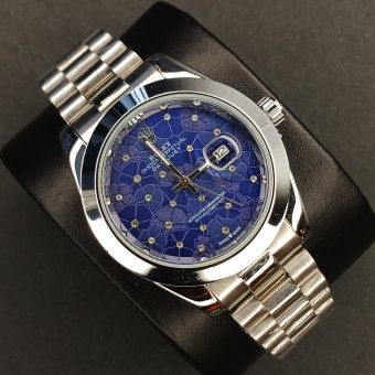 رولکس مردانه کد(7034) نقره ای صفحه سرمه ای