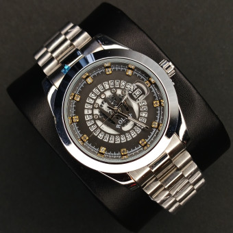 رولکس مردانه کد(7045) نقره ای صفحه مشکی