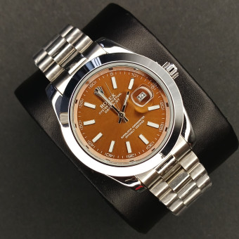 رولکس مردانه کد(7049) نقره ای صفحه قهوه ای