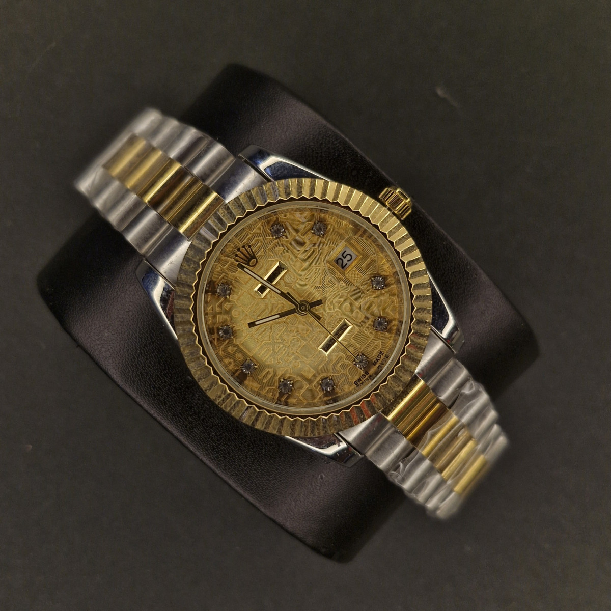 رولکس کد(7066) قاب طلایی/بند نقره ای رگه طلایی/صفحه طلایی