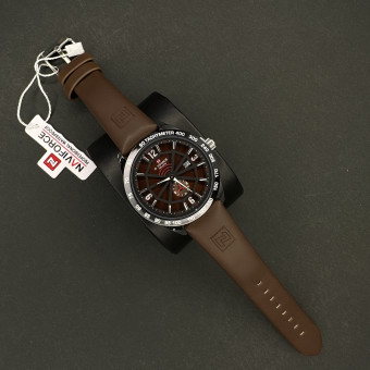 نیوی فورس مردانه موتور ژاپن کد(6439) قاب مشکی بند قهوه ای