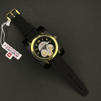 نیوی فورس مردانه موتور ژاپن کد (6489) قاب طلایی بند مشکی