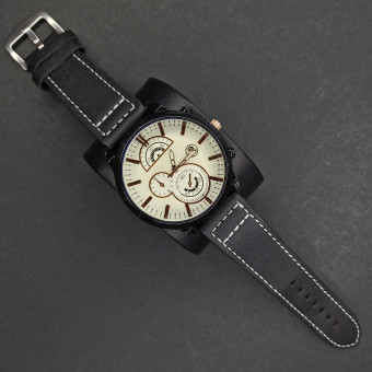 اسپرت مردانه کد(7118) بند مشکی/صفحه سفید/ شیشه رفلکس