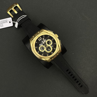 نیوی فورس مردانه موتور ژاپن کد (7214) قاب طلایی بند مشکی