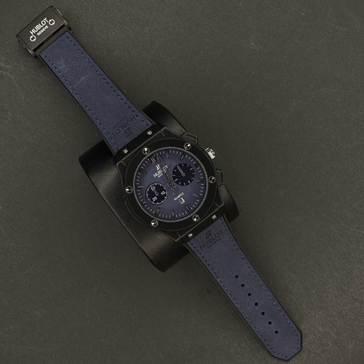 هابلوت مردانه کد(7259) بند سورمه ای قاب مشکی صفحه سورمه ای