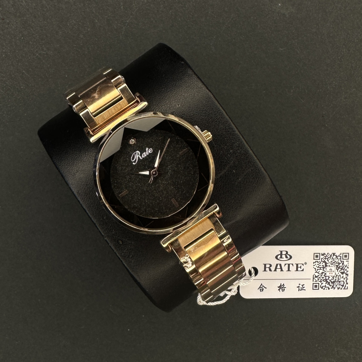 اورجینال RATE زنانه موتور ژاپن کد (7278) بند طلایی صفحه مشکی شاین