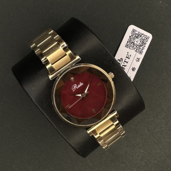 اورجینال RATE زنانه موتور ژاپن کد (7284) بند طلایی صفحه زرشکی