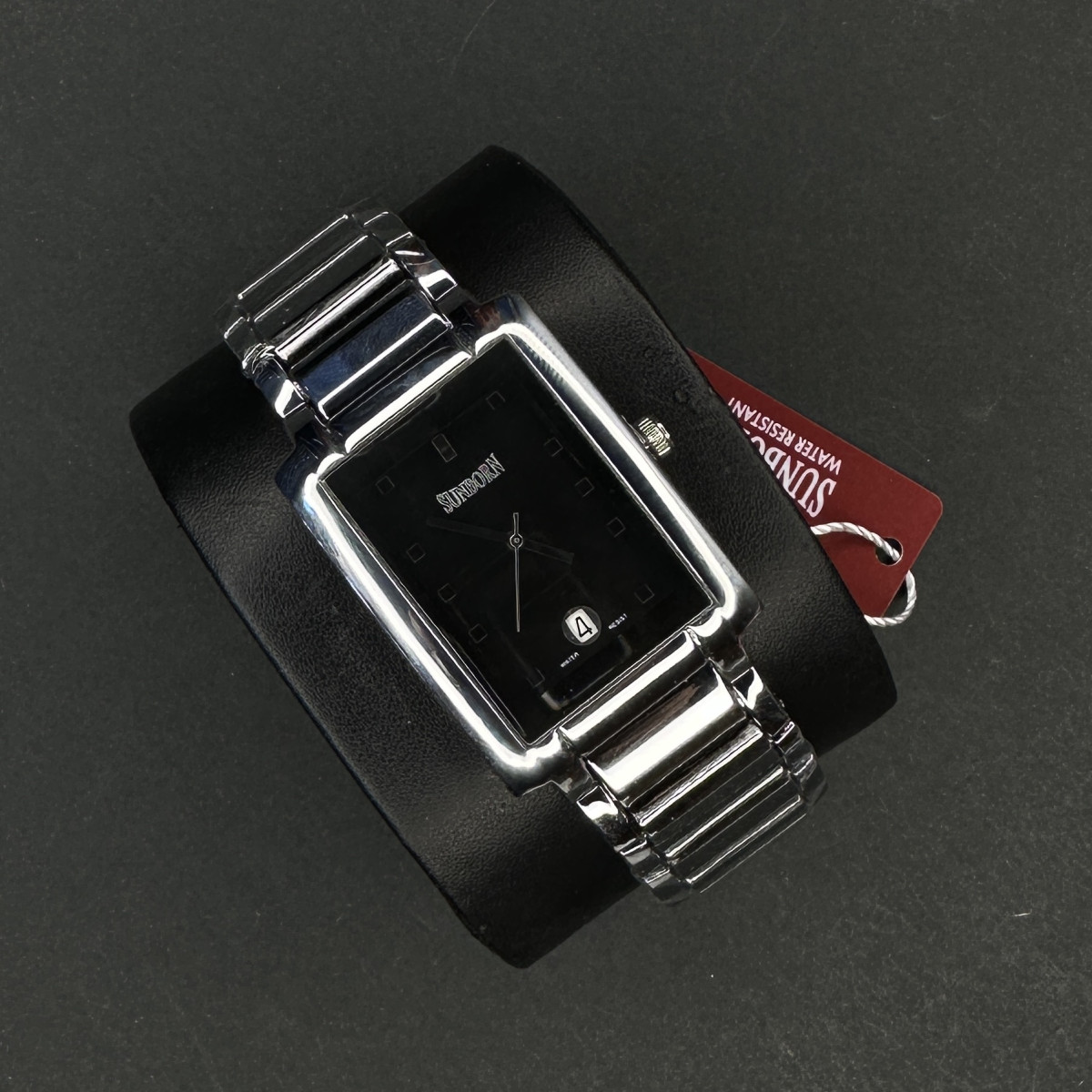 برند SUNBORN موتور ژاپن کد (6322) بند نقره ای صفحه مشکی