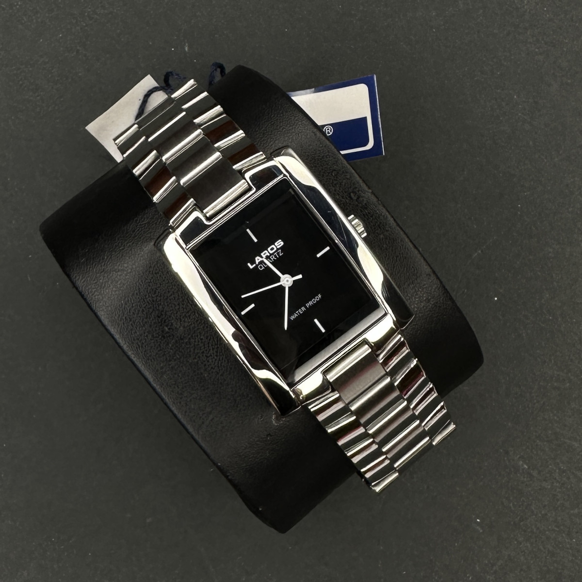 برند اورجینال LAROS موتور ژاپن (6393) مستطیلی نقره ای صفحه مشکی