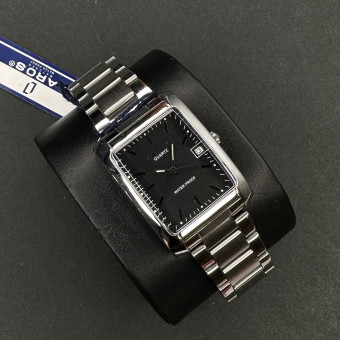 برند اورجینال LAROS موتور ژاپن (6394) مستطیلی نقره ای صفحه مشکی