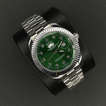 رولکس مردانه DAY DATE کد(8022) نقره ای صفحه سبز