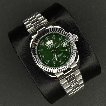 رولکس زنانه DAY DATE کد(8023) نقره ای صفحه سبز