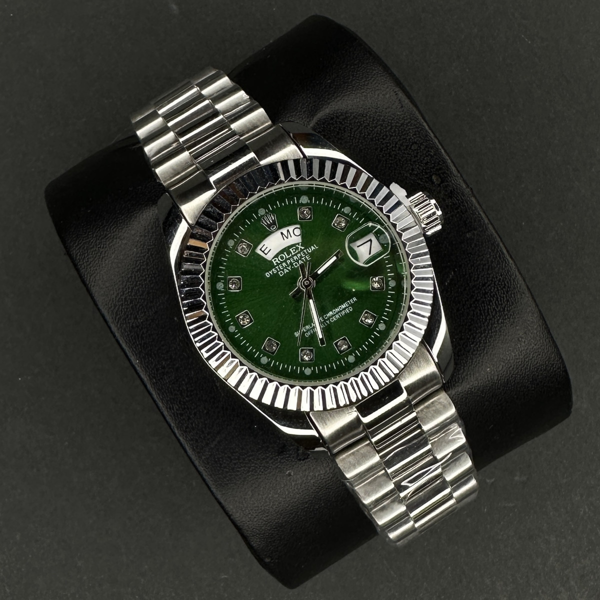 رولکس زنانه DAY DATE کد(8023) نقره ای صفحه سبز