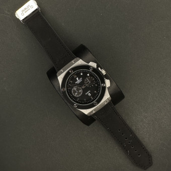 هابلوت مردانه کد(8057)بند مشکی قاب نقره ای مشکی صفحه مشکی