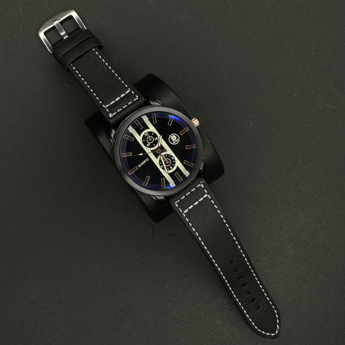 اسپرت مردانه کد(8102) بند مشکی صفحه سرمه ای شیشه رفلکس