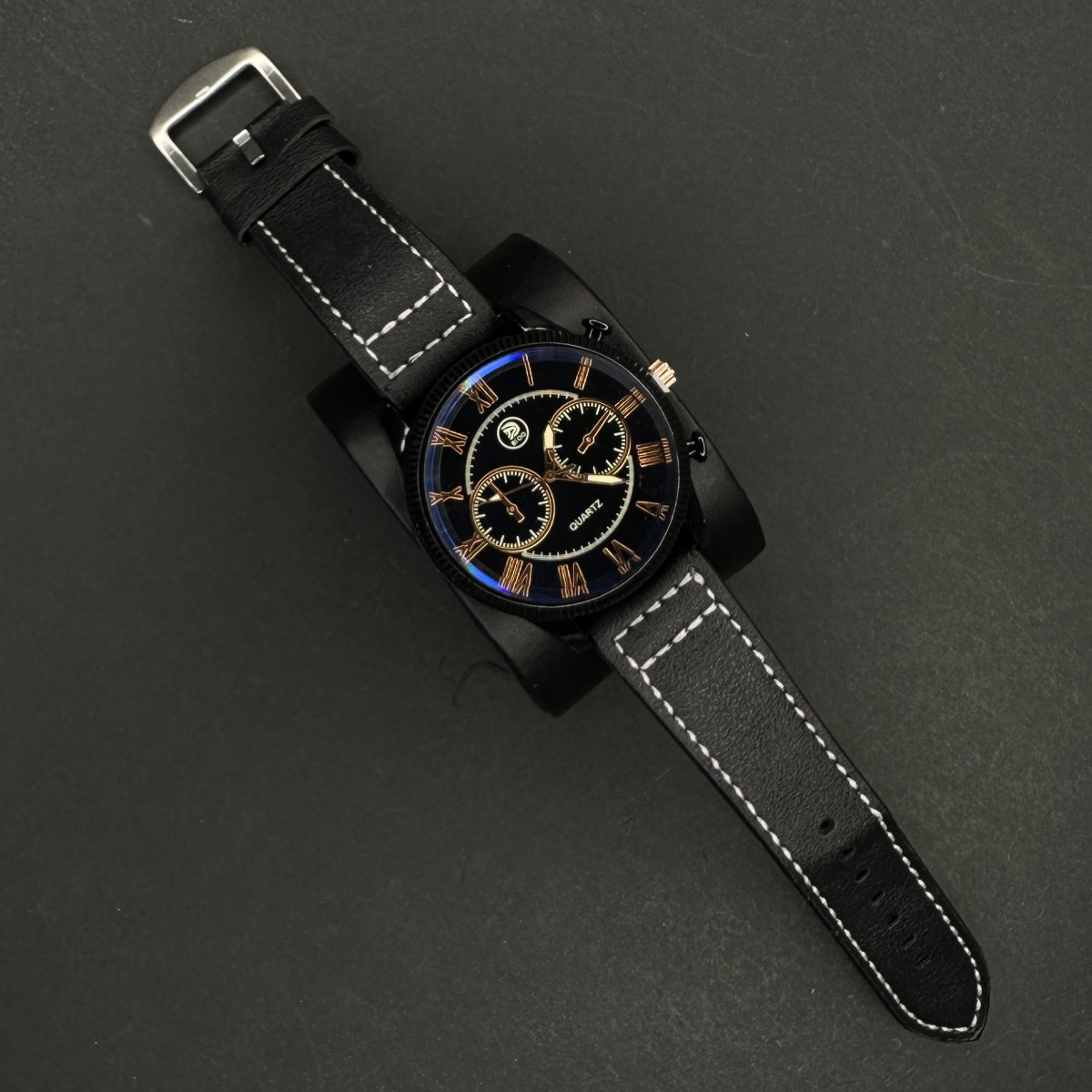 اسپرت مردانه کد(8108) بند مشکی صفحه سرمه ای شیشه رفلکس