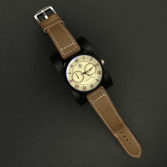 اسپرت مردانه کد(8109) بند قهوه ای صفحه شیری شیشه رفلکس