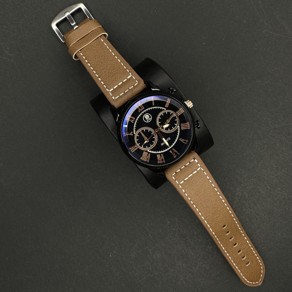 اسپرت مردانه کد(8118) بند قهوه ای صفحه سرمه ای شیشه رفلکس