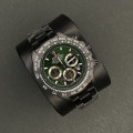 ساعت ROLEX کرنوگراف سه موتوره کد (8143) بند مشکی صفحه سبز