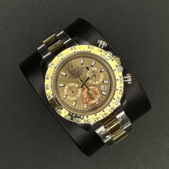 ساعت ROLEX کرنوگراف سه موتوره کد (8152) بند طلایی نقره ای صفحه طلایی