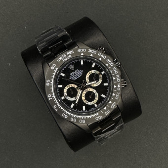 ساعت ROLEX کرنوگراف سه موتوره کد (8154) بند مشکی صفحه مشکی