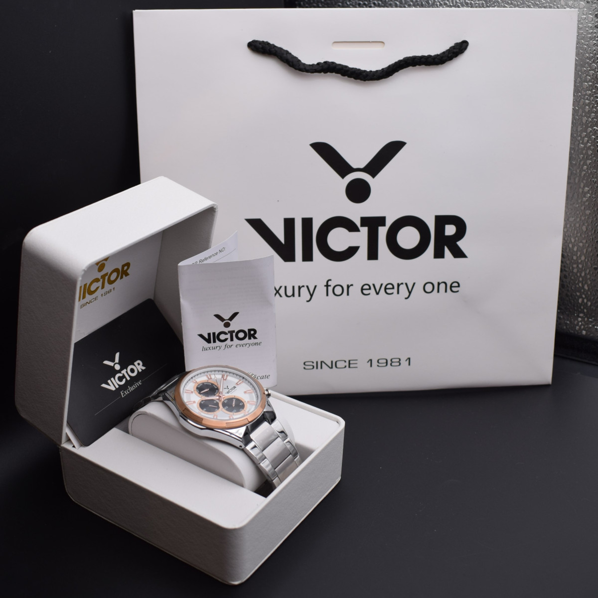 victor فول استیل مدل v5835-04 سه موتور کد (8858) نقره ای قاب طلایی