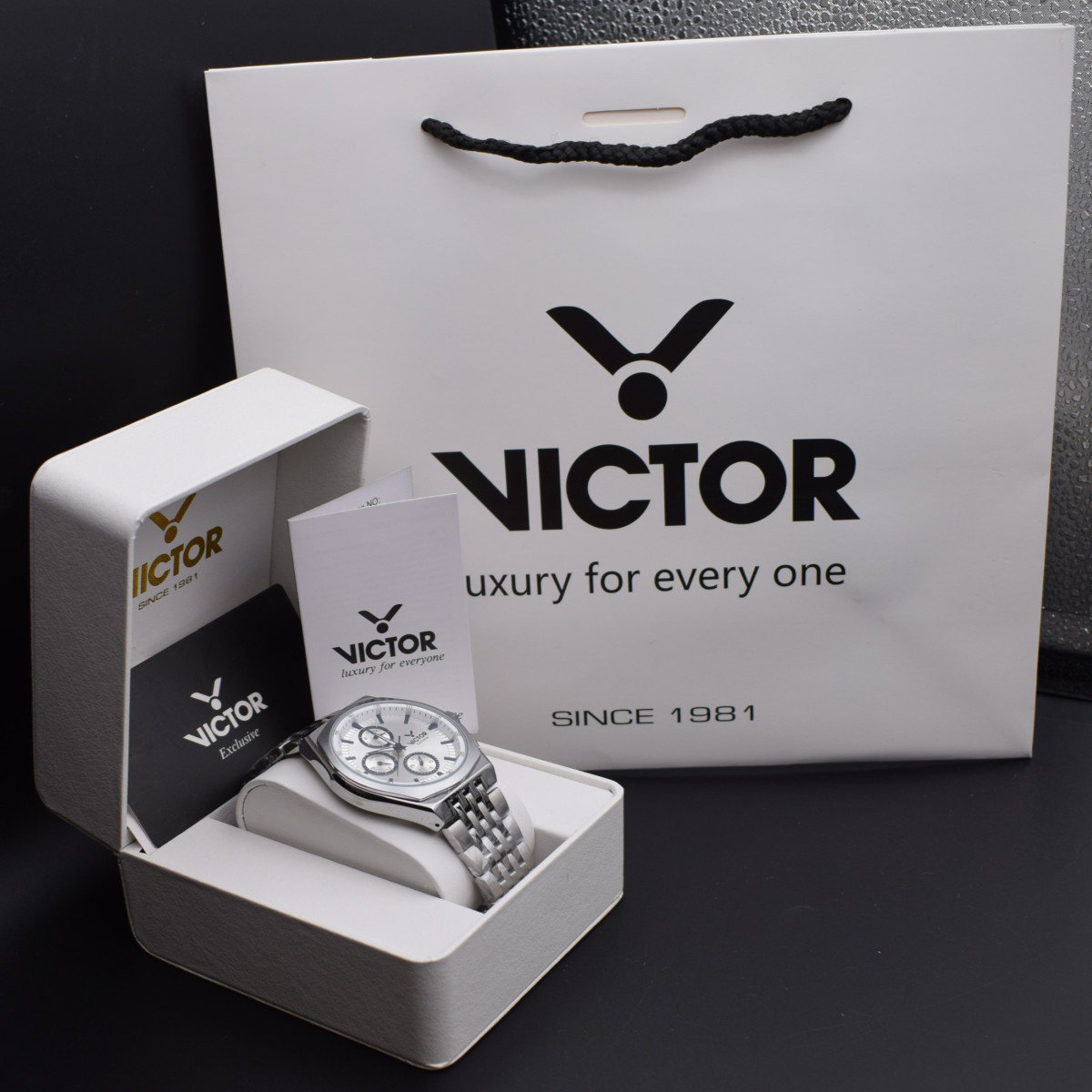 victor فول استیل مدل v5836-02 سه موتور کد (8884) صفحه سفید عقربه مشکی