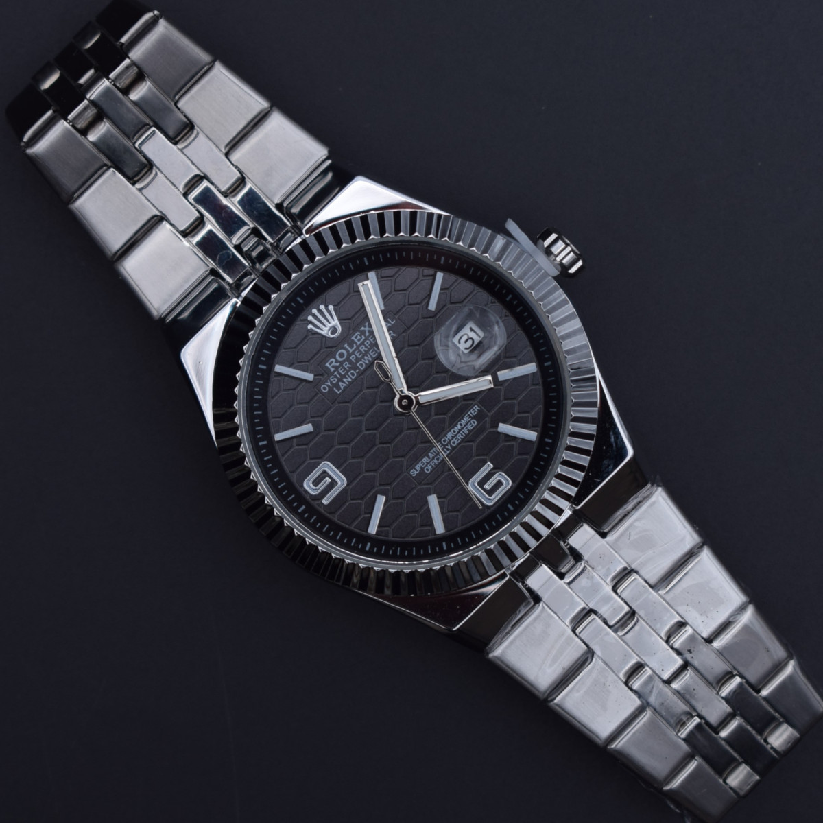 رولکس oyster perpetual مردانه کد (9038) نقره ای صفحه مشکی