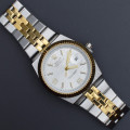 رولکس oyster perpetual مردانه کد (9362)بند نقره ای رگه طلایی صفحه سفید
