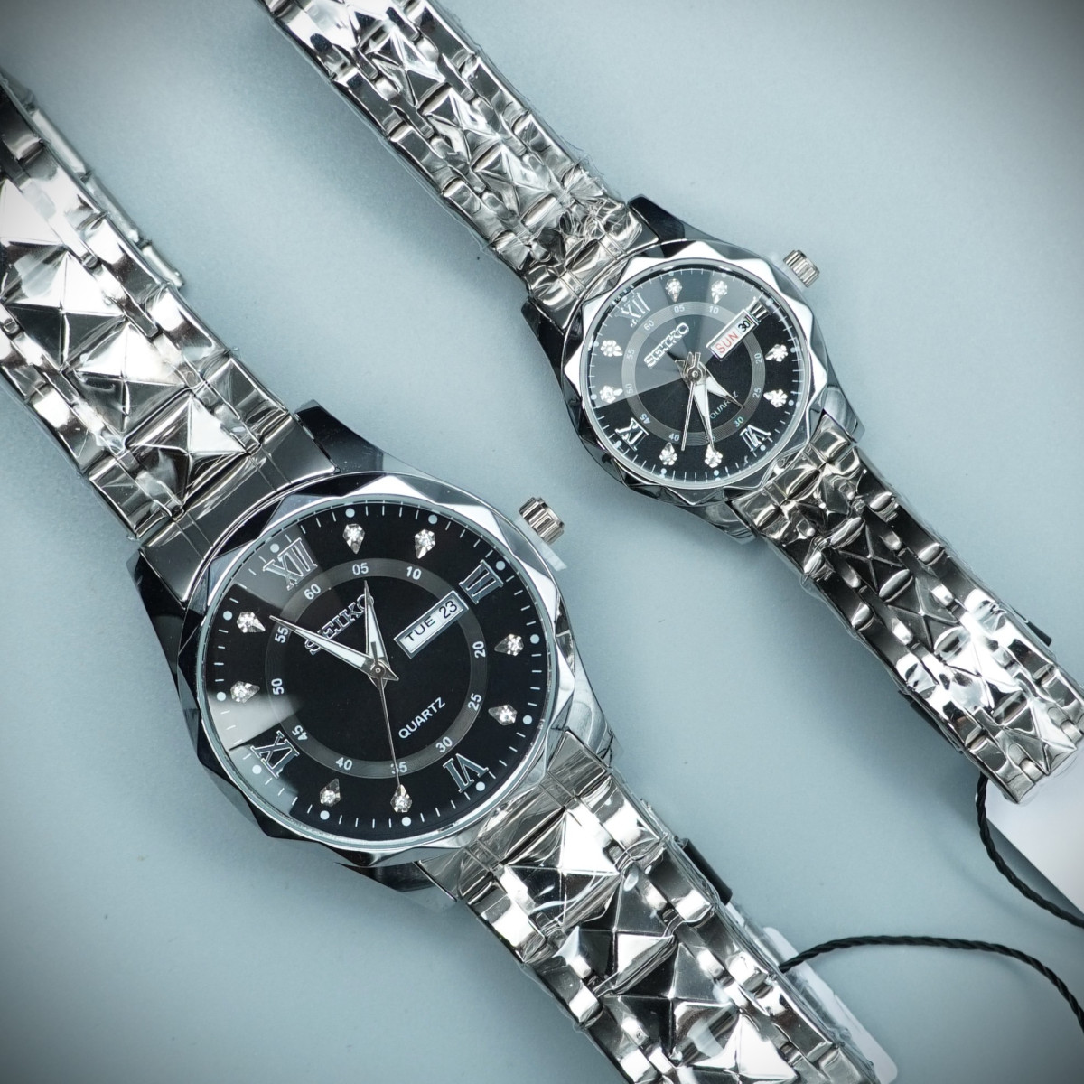 ست سیکو کد(343) قاب و بند نقره ای صفحه مشکی