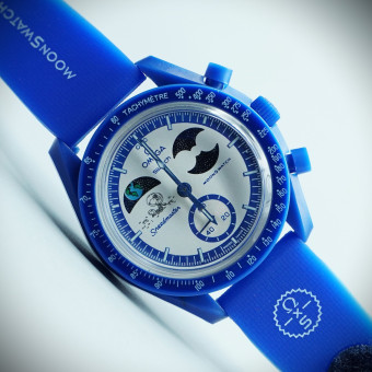 امگا سواچ MOON SWATCH کد(544) بند و قاب آبی صفحه کرم