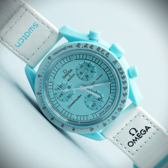 امگا سواچ MOON SWATCHکد(590) بند سفید قاب و صفحه آبی
