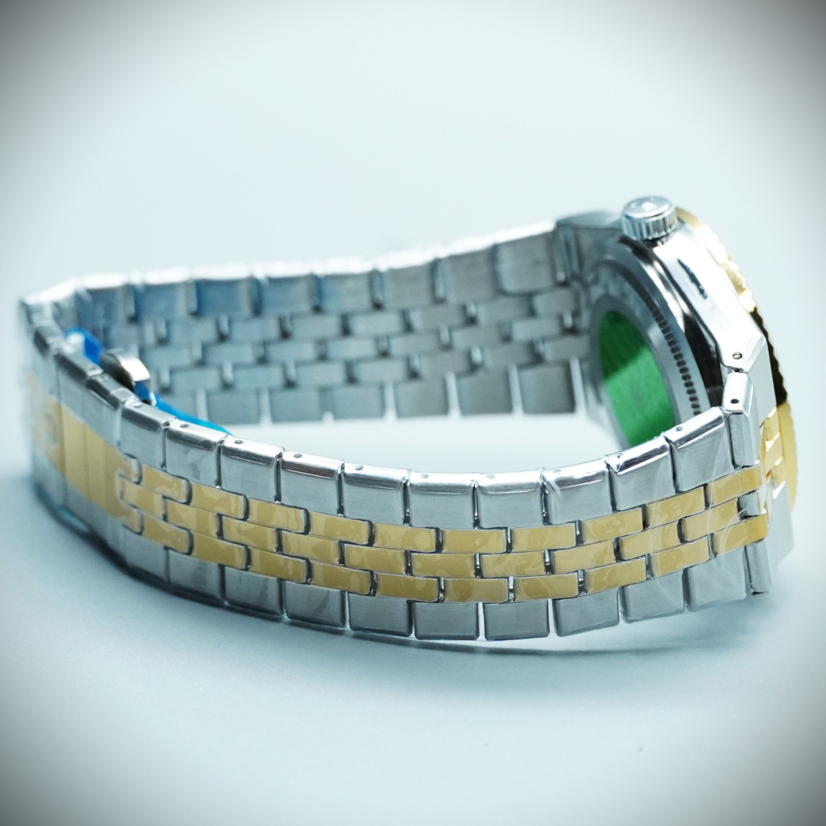 رولکس oyster perpetual مردانه کد (645) بند و قاب نقره ای طلایی صفحه طوسی