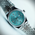 رولکس oyster perpetual مردانه کد (646) بند و قاب نقره ای صفحه آبی روشن