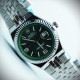 رولکس oyster perpetual مردانه کد (647) بند و قاب نقره ای صفحه سبز