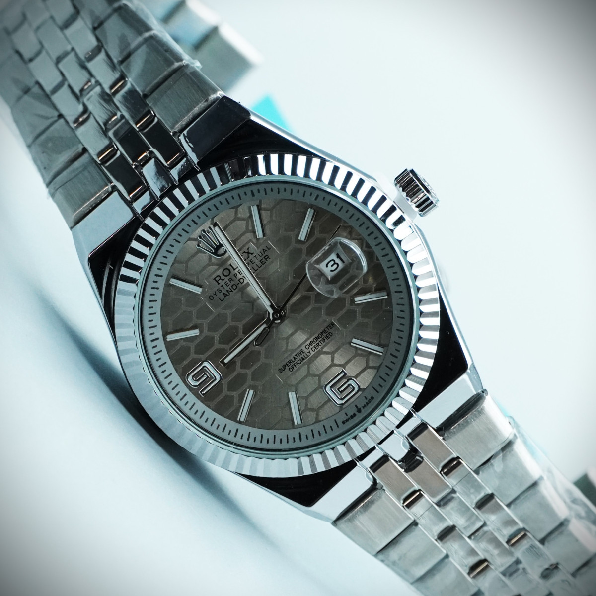 رولکس oyster perpetual مردانه کد (648) بند و قاب نقره ای صفحه سیلور