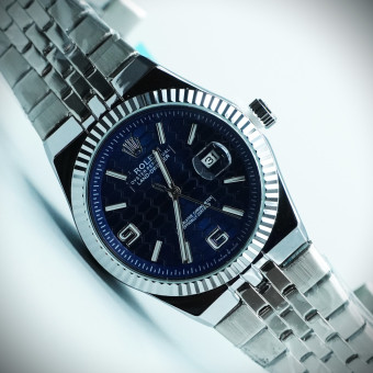 رولکس oyster perpetual مردانه کد (650) بند و قاب نقره ای صفحه سرمه ای