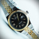 رولکس oyster perpetual مردانه کد (644) بند و قاب نقره ای طلایی صفحه مشکی