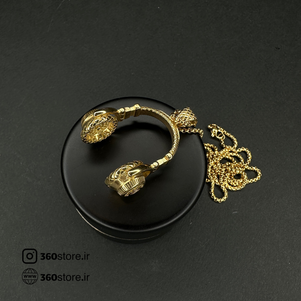 گردنبند کد (3036) طرح هدفون سایز بزرگ طلایی