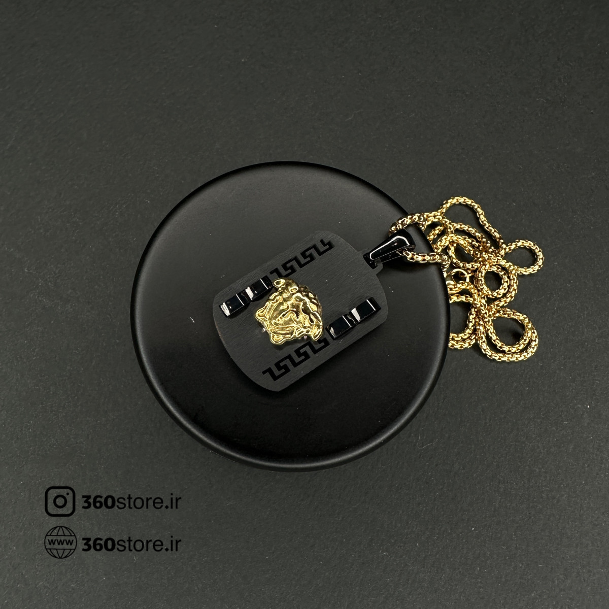 گردنبند کد (3055) طرح ورساچ مشکی طلایی