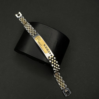 دستبند رولکس کد (1060) نقره ای رگه طلایی