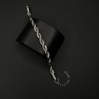 دستبند طنابی کد (1067) نقره ای