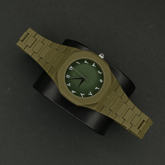 دارک واچ با جعبه کد (5909 ) سبز خاکی صفحه سبز ساده عدد سفید