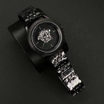 ورساچ مردانه کد (5643) تمام مشکی ورساچ نقره ای