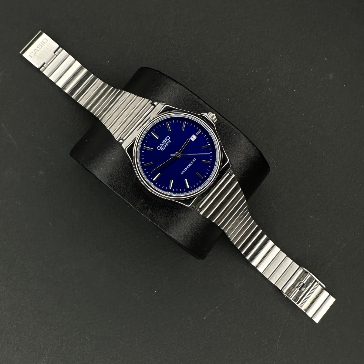 کاسیو کد(5977) قاب نقره ای صفحه سرمه ای بند نقره ای