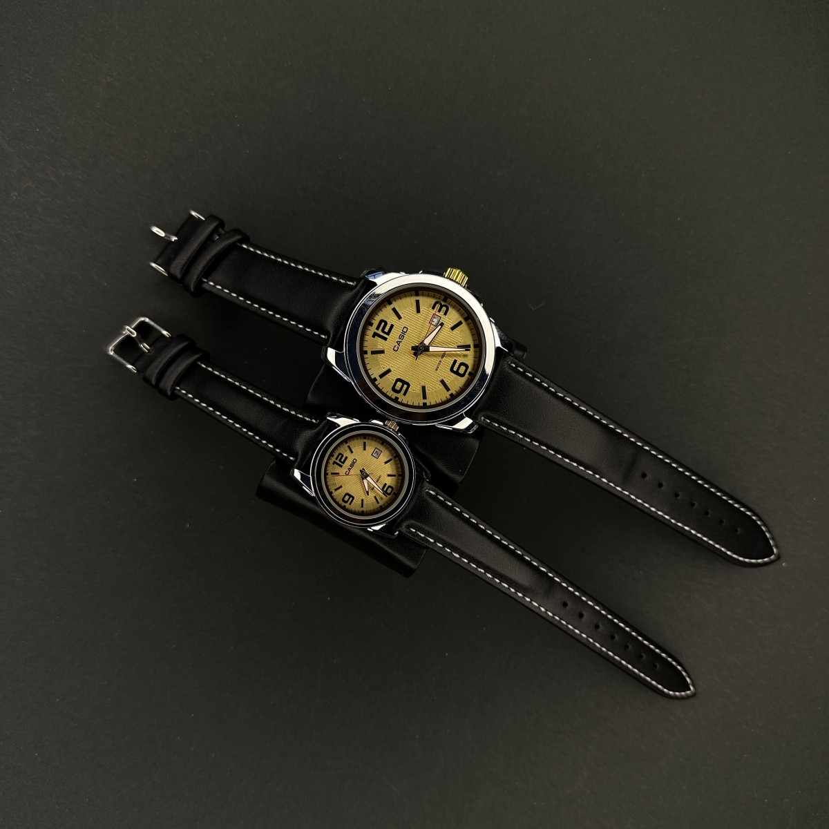 کاسیو کد (5998) قاب نقره ای صفحه طلایی بند مشکی