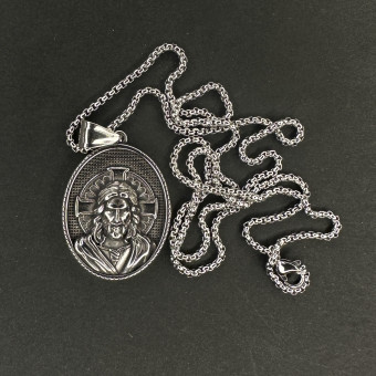گردنبند طرح حضرت مسیح کد(3084) نقره ای
