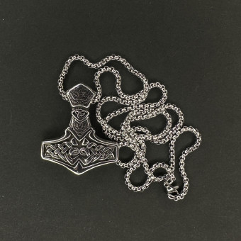 گردنبند طرح چکش ثور کد(3085) نقره ای تمام