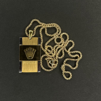 گردنبند طرح رولکس کد(3088) طلایی گوشه نقره ای زنجیر طلایی